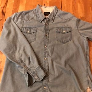 Denim Pearl Snap Shirt, XL